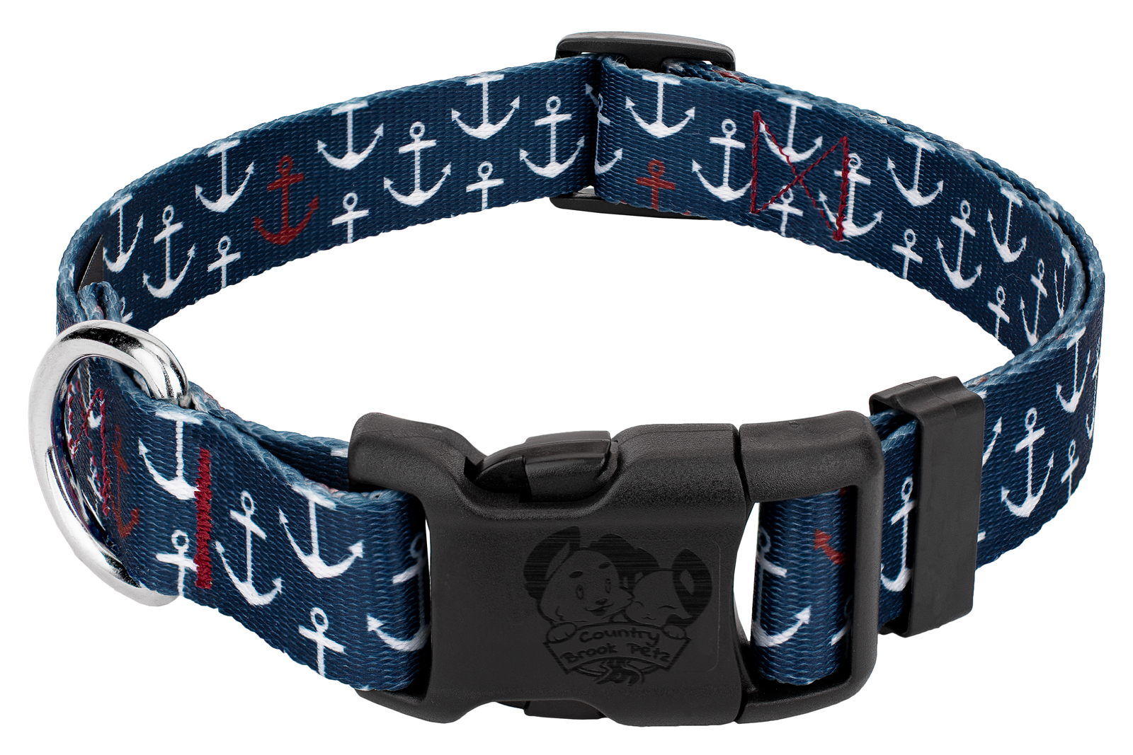 Nautical Ropes & Anchors Cute Dog Collar Navy and Red XS S M L XL by ...