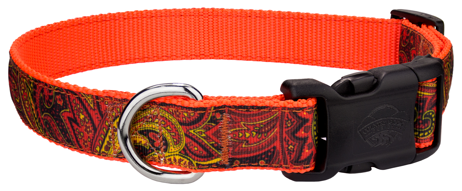 Country Brook Design® Deluxe Fire Paisley Ribbon Dog Collar 